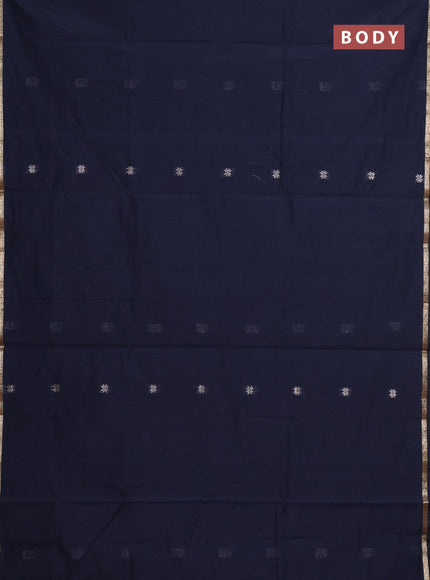 Semi maheswari cotton saree black and deep maroon with allover zari woven buttas and small zari woven border