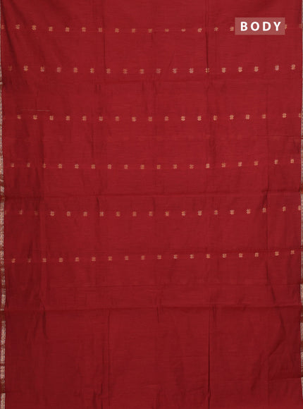 Semi maheswari cotton saree maroon and purple with allover zari woven buttas and small zari woven border