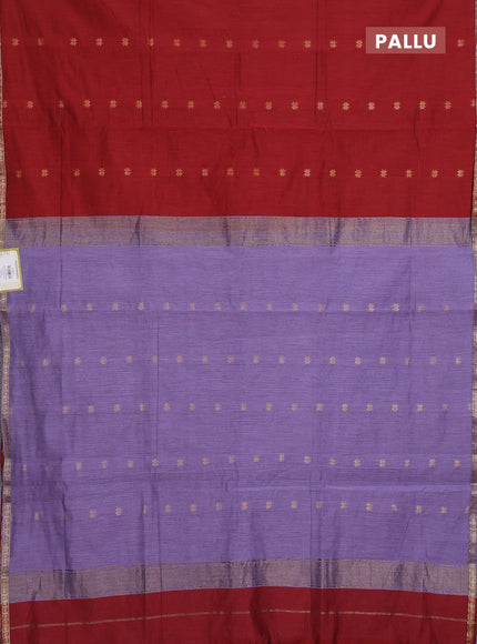 Semi maheswari cotton saree maroon and purple with allover zari woven buttas and small zari woven border