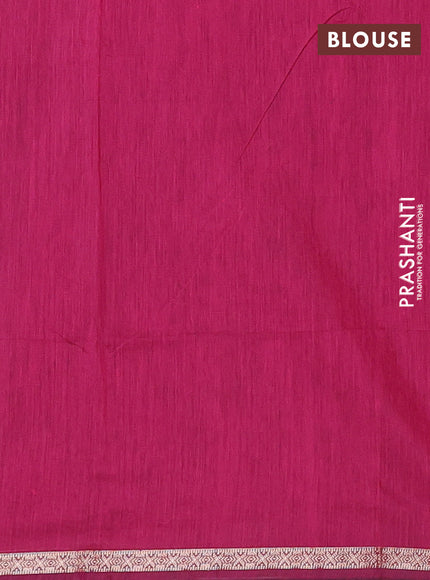 Semi maheswari cotton saree peacock green and magenta pink with allover zari woven buttas and small zari woven border