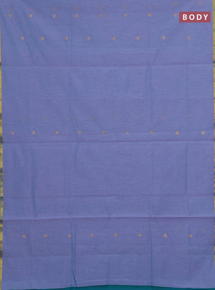 Semi maheswari cotton saree dual shade of lavender and teal green with allover zari woven buttas and small zari woven border