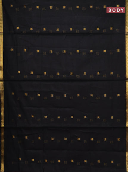 Semi maheswari cotton saree black and pink with allover zari woven buttas and small zari woven border