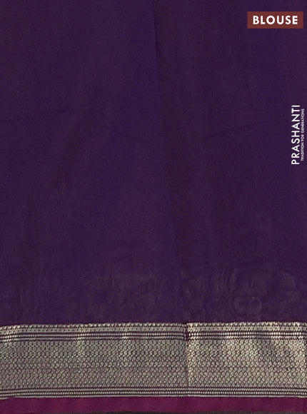 Semi maheswari cotton saree lotus pink and deep purple with allover copper zari woven buttas and copper zari woven border