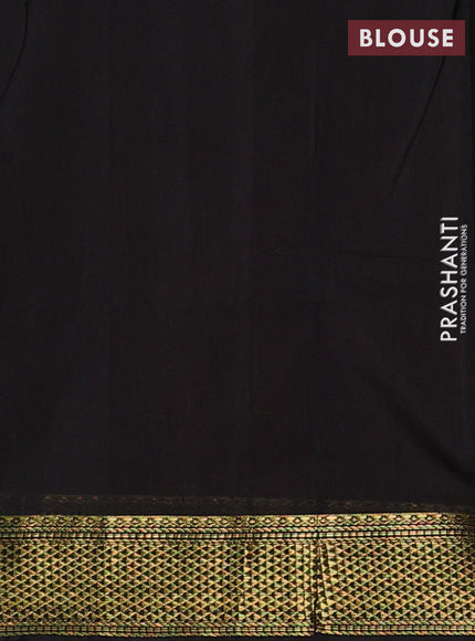 Semi maheswari cotton saree orange and black with allover copper zari woven buttas and copper zari woven border
