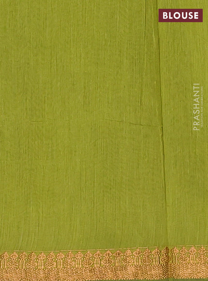 Semi maheswari cotton saree violet and light green with allover copper zari woven buttas and copper zari woven border