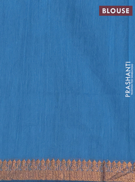 Semi maheswari cotton saree deep maroon and blue with allover copper zari woven & buttas and copper zari woven border