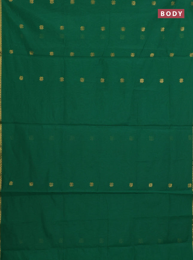 Semi maheswari cotton saree green and light green with allover zari woven buttas and small zari woven border