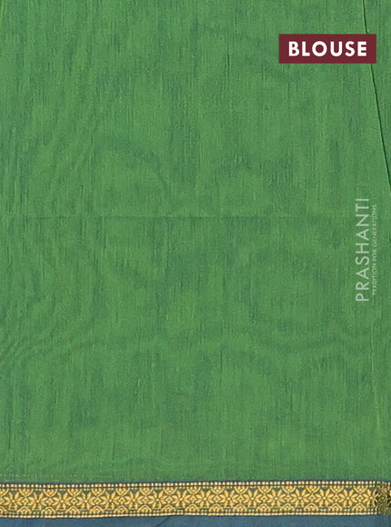 Semi maheswari cotton saree blue and green with allover zari woven buttas and small zari woven border