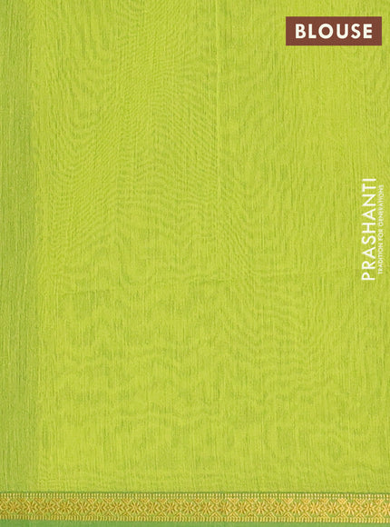 Semi maheswari cotton saree green and light green with allover zari woven buttas and small zari woven border