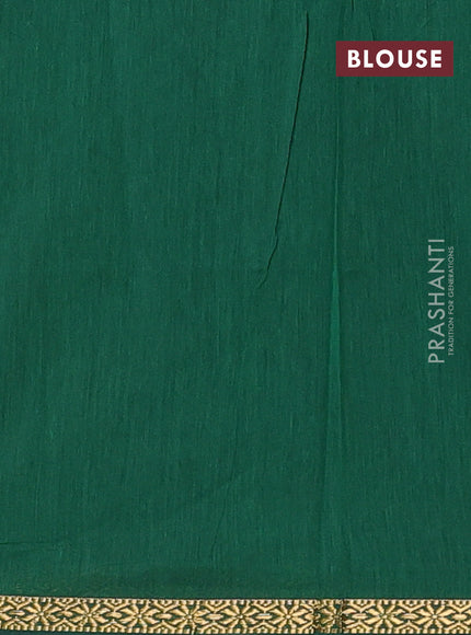 Semi maheswari cotton saree deep maroon and bottle green with allover zari woven buttas and small zari woven border