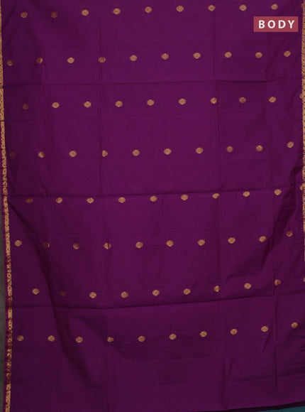 Semi maheswari cotton saree purple and green with allover zari woven & buttas and small zari woven border