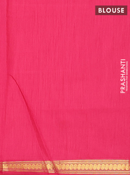 Semi maheswari cotton saree orange and pink with allover zari woevn buttas and small zari woven border
