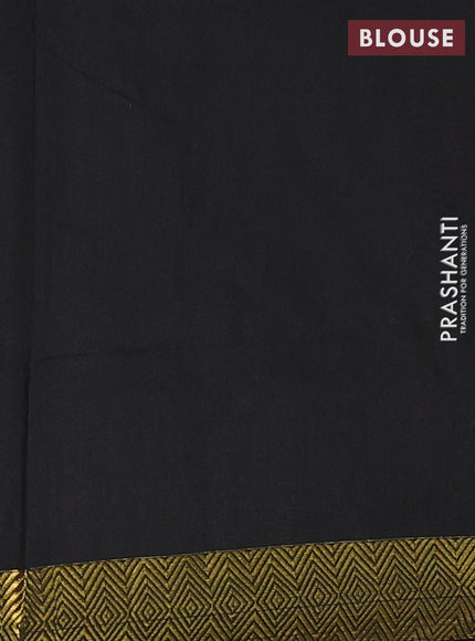 Semi maheswari cotton saree beige and black with allover zari weaves & buttas and zari woven border
