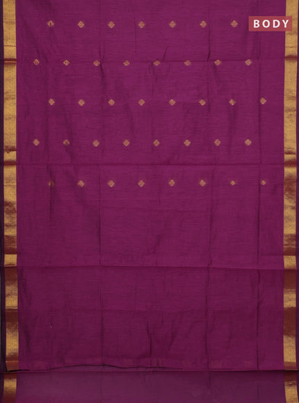 Semi maheswari cotton saree magenta pink with allover zari woven & buttas and small zari woven border