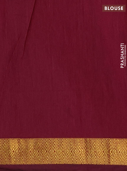 Semi maheswari cotton saree peacock green and magenta pink with allover zari woven & buttas and small zari woven border