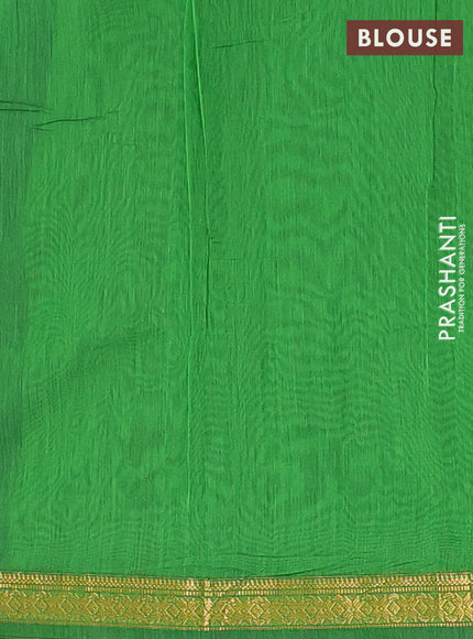 Semi maheswari cotton saree navy blue and green with allover zari woven & buttas and small zari woven border