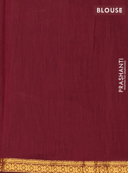 Semi maheswari cotton saree blue and deep maroon with allover zari woven & buttas and small zari woven border