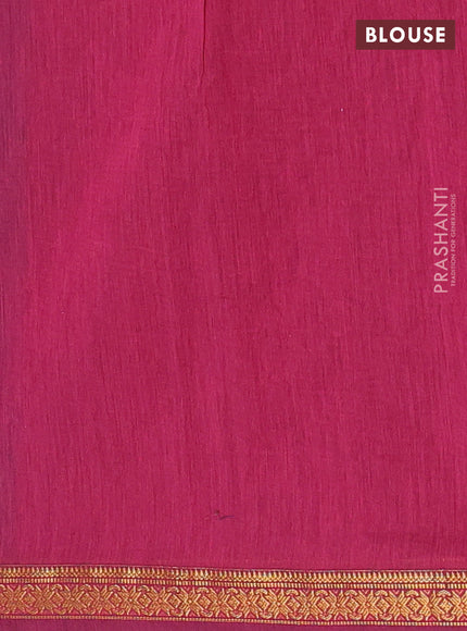Semi maheswari cotton saree peacock green and magenta pink with allover zari woven & buttas and small zari woven border