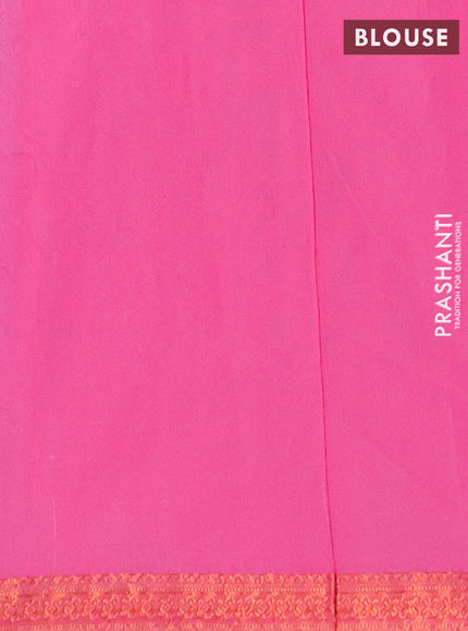 Semi maheswari cotton saree cs blue and pink with allover copper zari woven & buttas and small copper zari woven border