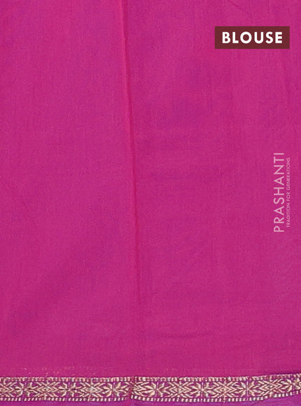 Semi maheswari cotton saree blue and magenta pink with allover copper zari woven & buttas and small copper zari woven border