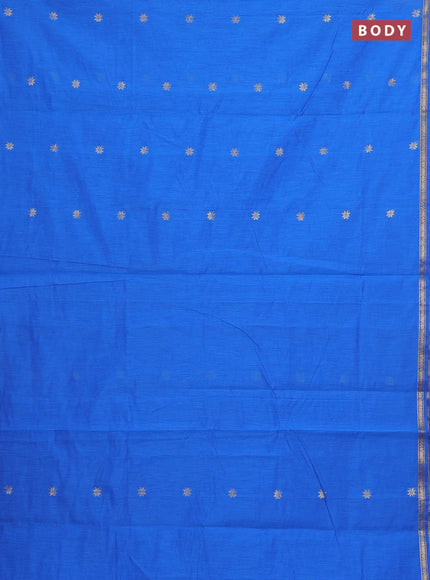 Semi maheswari cotton saree cs blue and purple with allover zari woven & buttas and small zari woven border