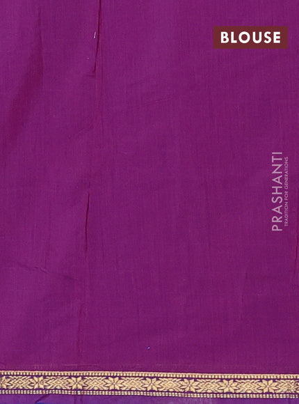 Semi maheswari cotton saree cs blue and purple with allover zari woven & buttas and small zari woven border