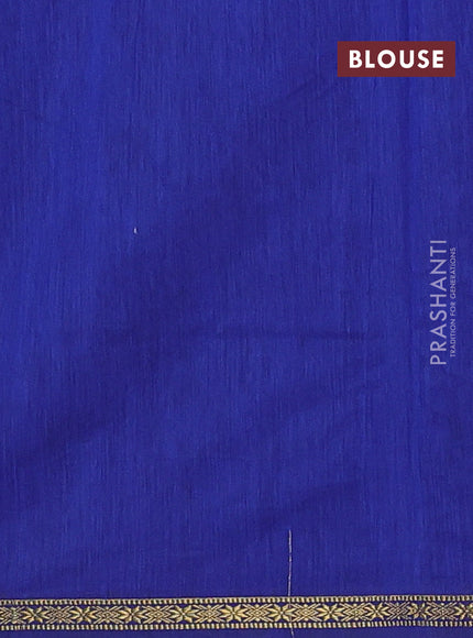 Semi maheswari cotton saree coffee brown and blue with allover zari woven & buttas and small zari woven border