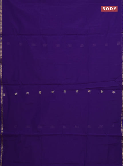 Semi maheswari cotton saree violet and magenta pink with allover zari woven & buttas and small zari woven border