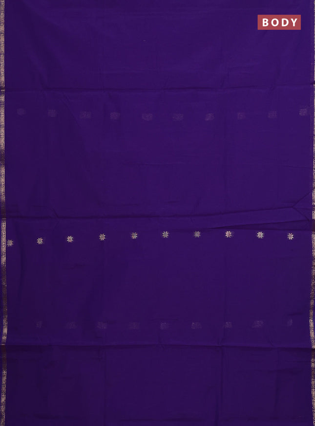 Semi maheswari cotton saree violet and magenta pink with allover zari woven & buttas and small zari woven border