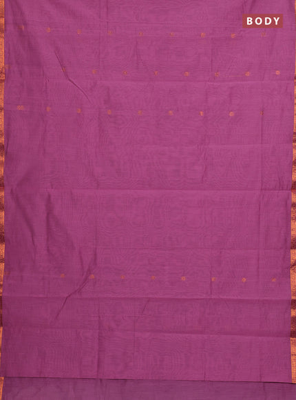 Semi maheswari cotton saree mauve pink and deep wine shade with allover zari woven & buttas and small zari woven border