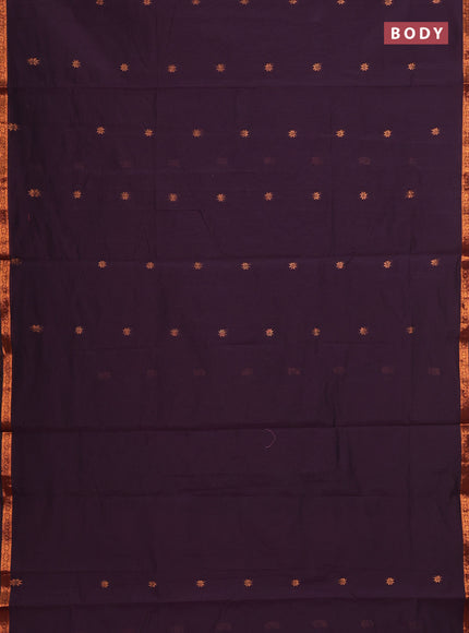 Semi maheswari cotton saree deep wine shade and pink with allover zari woven & buttas and small zari woven border