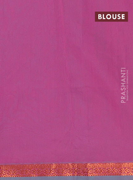 Semi maheswari cotton saree cs blue and pink with allover zari woven & buttas and small zari woven border
