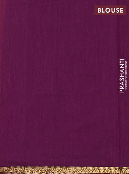 Semi maheswari cotton saree orange and purple with allover zari weaves & buttas and small zari woven border