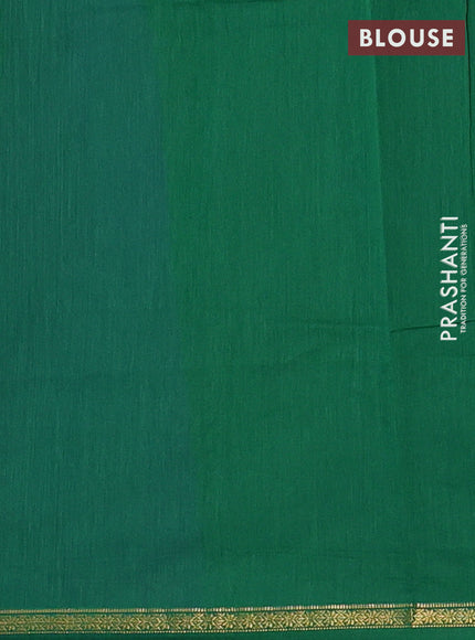 Semi maheswari cotton saree blue and green with allover zari weaves & buttas and small zari woven border