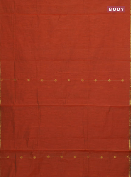 Semi maheswari cotton saree orange and pink with allover zari weaves & buttas and small zari woven border