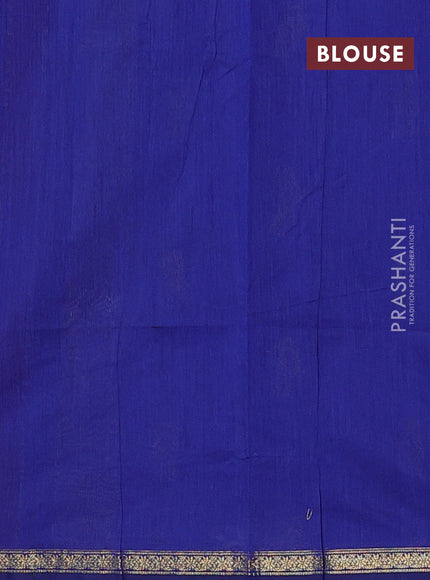 Semi maheswari cotton saree deep maroon and blue with allover zari weaves & buttas and small zari woven border