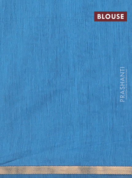 Semi maheswari cotton saree mehendi green and blue with allover zari woven buttas and small zari woven border