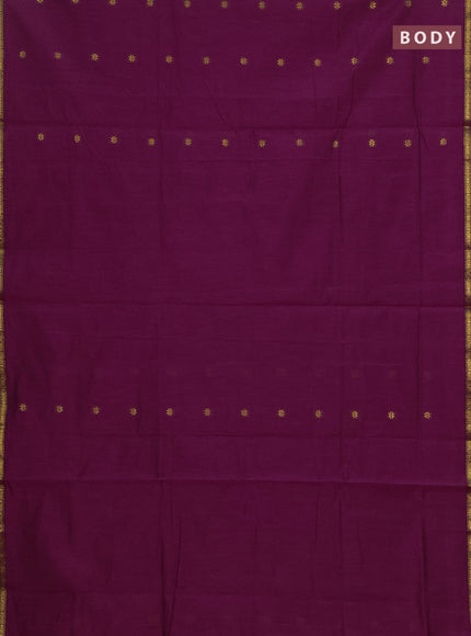 Semi maheswari cotton saree magenta pink and orange with allover zari woven buttas and small zari woven border
