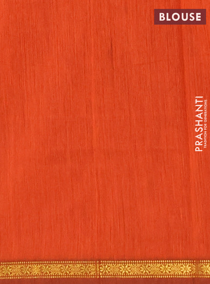 Semi maheswari cotton saree magenta pink and orange with allover zari woven buttas and small zari woven border