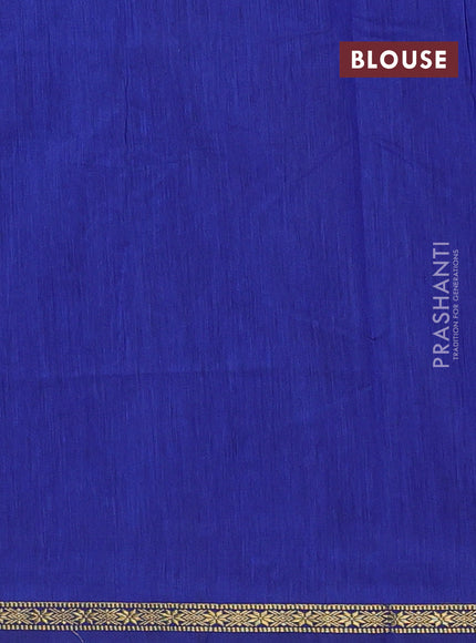 Semi maheswari cotton saree coffee brown and blue with allover zari woven buttas and small zari woven border