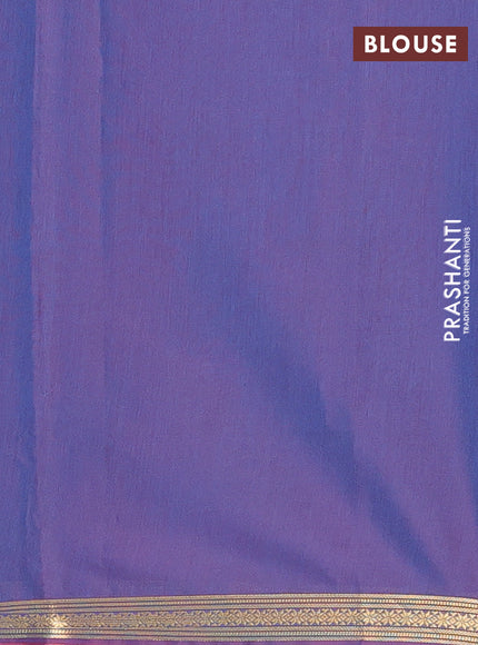 Semi maheswari cotton saree dark pink and blue with allover zari woven buttas and small zari woven border