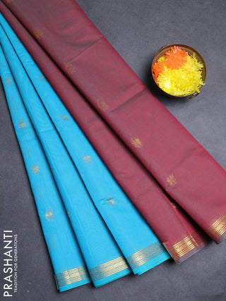Semi maheswari cotton saree pink and red with allover zari woven buttas and small zari woven border