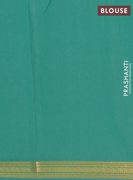 Semi maheswari cotton saree grey and green with allover zari woven buttas and small zari woven border