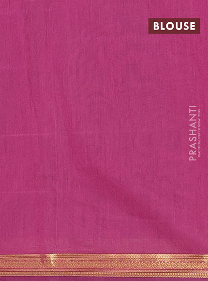 Semi maheswari cotton saree green and pink with allover zari woven buttas and small zari woven border