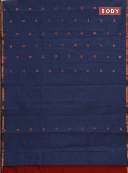 Semi maheswari cotton saree grey and maroon with allover copper zari woven buttas and copper zari woven border