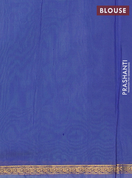 Semi maheswari cotton saree teal green and blue with allover zari woven buttas and small zari woven border