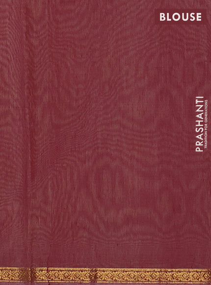 Semi maheswari cotton saree pale yellow and maroon with allover zari woven buttas and small zari woven border