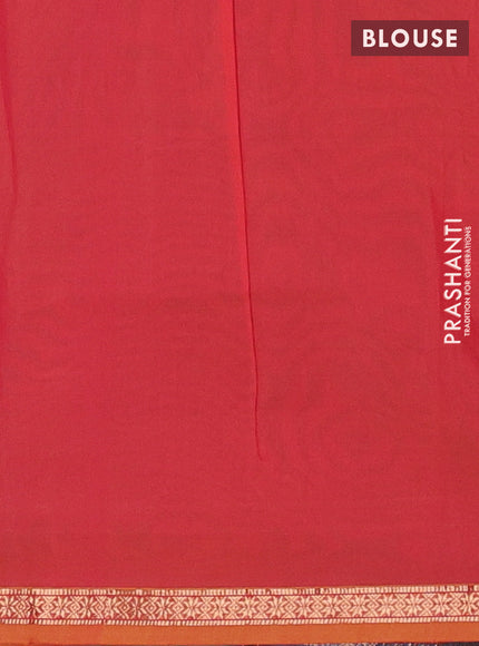 Semi maheswari cotton saree bluish grey and red with allover zari woven buttas and small zari woven border