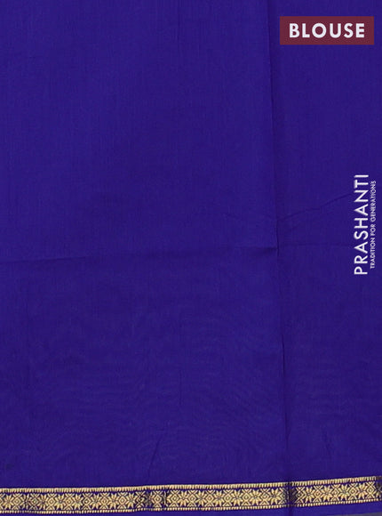 Semi maheswari cotton saree lavender and blue with allover zari woven buttas and small zari woven border