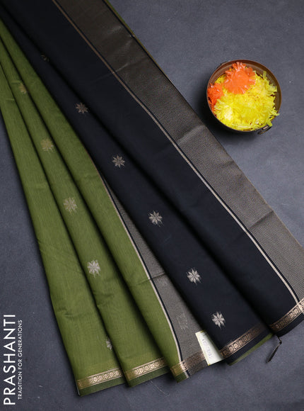 Semi maheswari cotton saree with allover zari woven buttas and small zari woven border